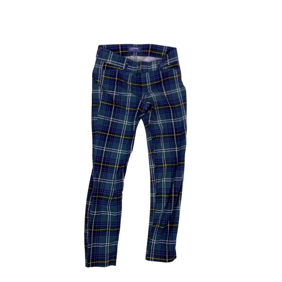 y2k Vintage Green & Blue Plaid Cotton Pants Warm High-Waist Trousers | Women’s 2 - Picture 4 of 6